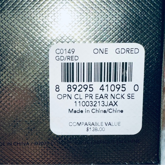 Coach - gold toned and ruby necklace and matching earrings, NIB - Picture 8 of 9